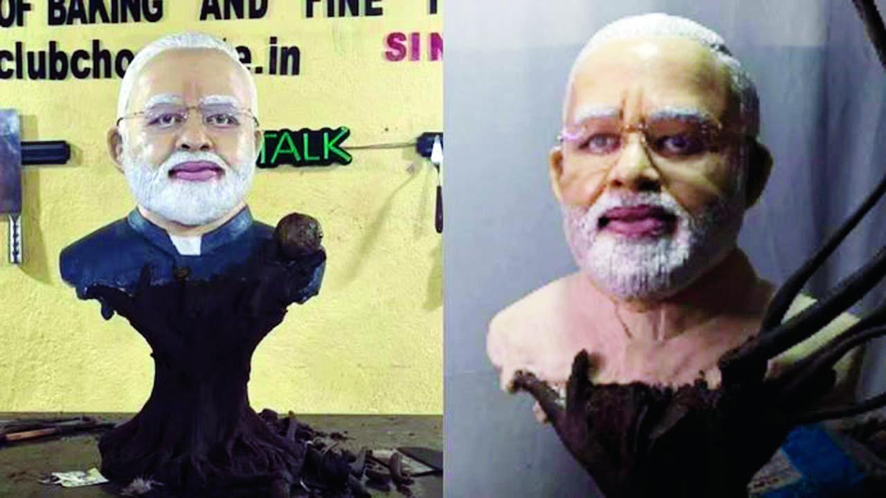 નરેન્દ્ર મોદીનું ચૉકલેટનું શિલ્પ