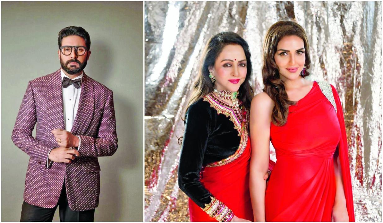 અભિષેક બચ્ચન, હેમા માલિની અને તેની દીકરી એશા દેઓલ