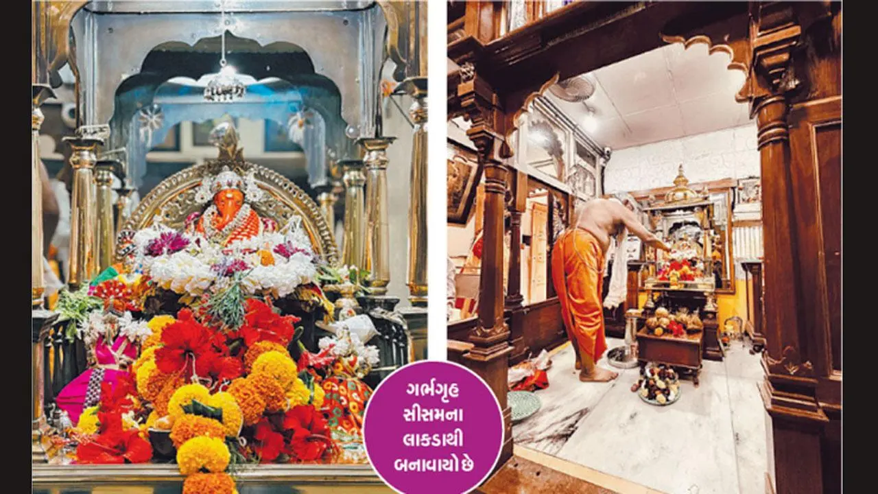 ગર્ભગૃહ સીસમના લાકડાથી બનાવાયો છે