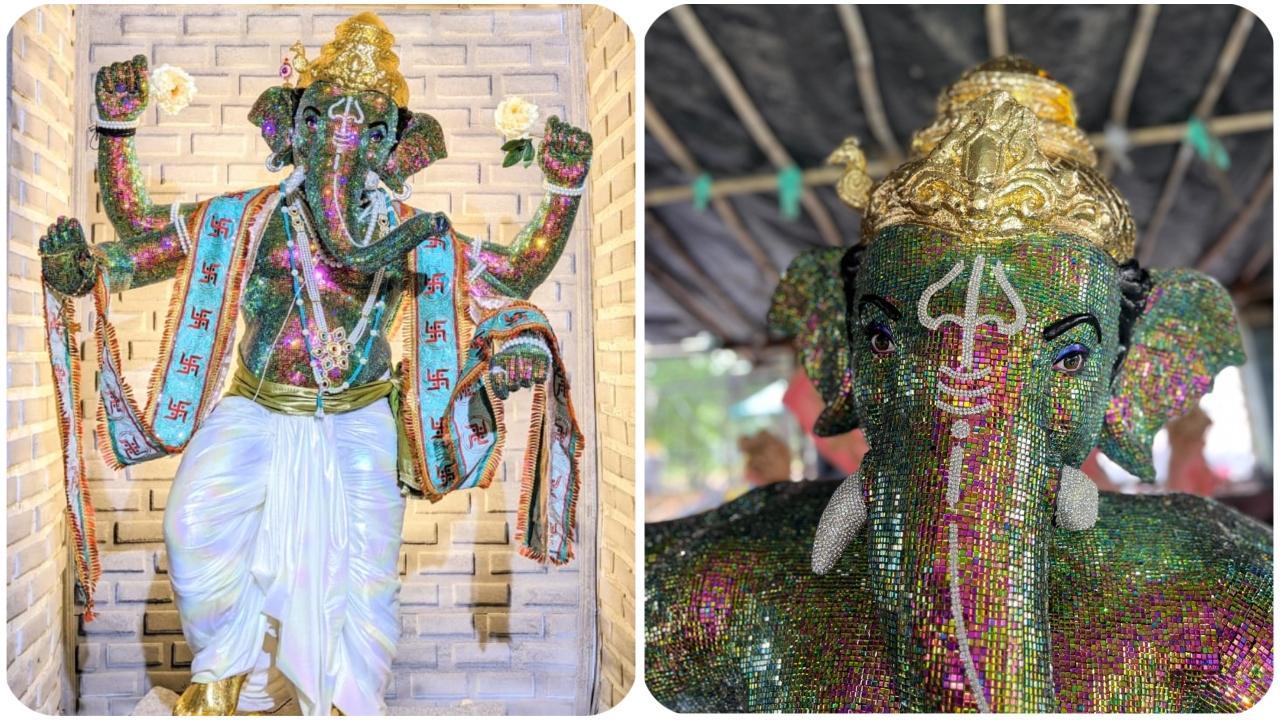 બાપ્પા મારા ઝગમગ ઝગમગ થાય.... અંગે જડ્યા છે એક લાખ ને વીસ હજાર મિરર-સ્ટોન