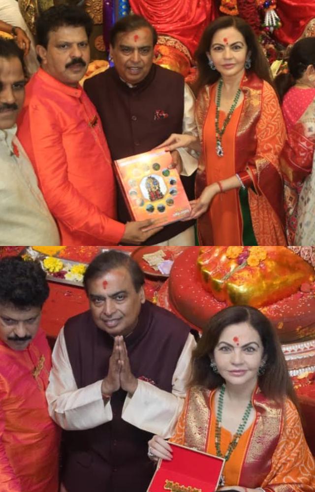 લાલબાગના દર્શને મુકેશ અંબાણી અને નીતા અંબાણી