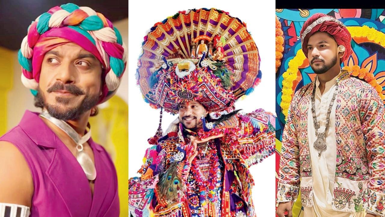 નવરાત્રિમાં પુરુષો રંગબેરંગી શણગારવાળી પાઘડી પહેરીને ગરબે ઘૂમે છે