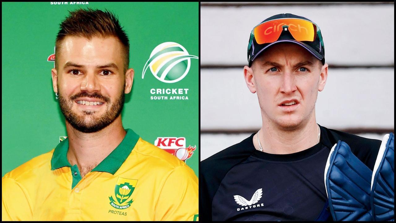 સાઉથ આફ્રિકાનો કૅપ્ટન એઇડન માર્કરમ અને ઇંગ્લૅન્ડનો કૅપ્ટન હૅરી બ્રૂક.