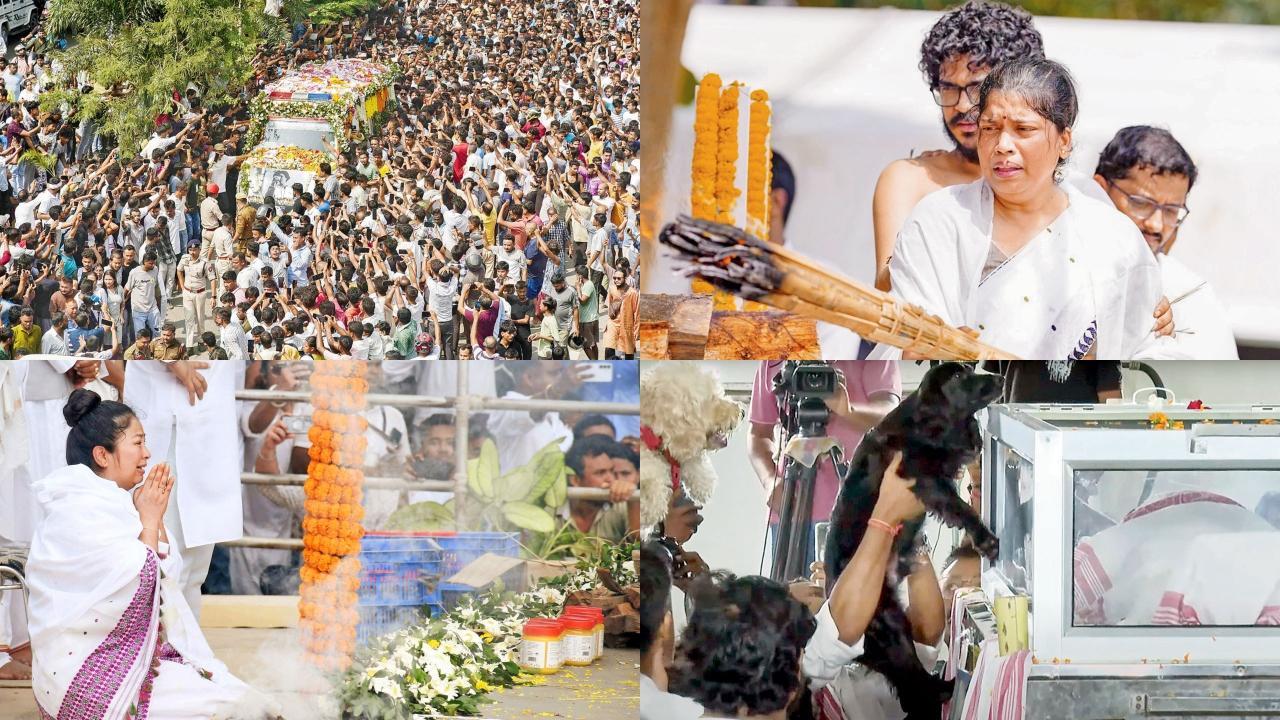 ગઈ કાલે ઝુબીન ગર્ગને તેની બહેને અગ્નિદાહ આપ્યો હતો. પત્ની ગરિમા સાઇકિયા ગર્ગ પતિને વિદાય આપતી વખતે ભાંગી પડી હતી. ઝુબીનના ડૉગ્સે કર્યાં અંતિમ દર્શન .