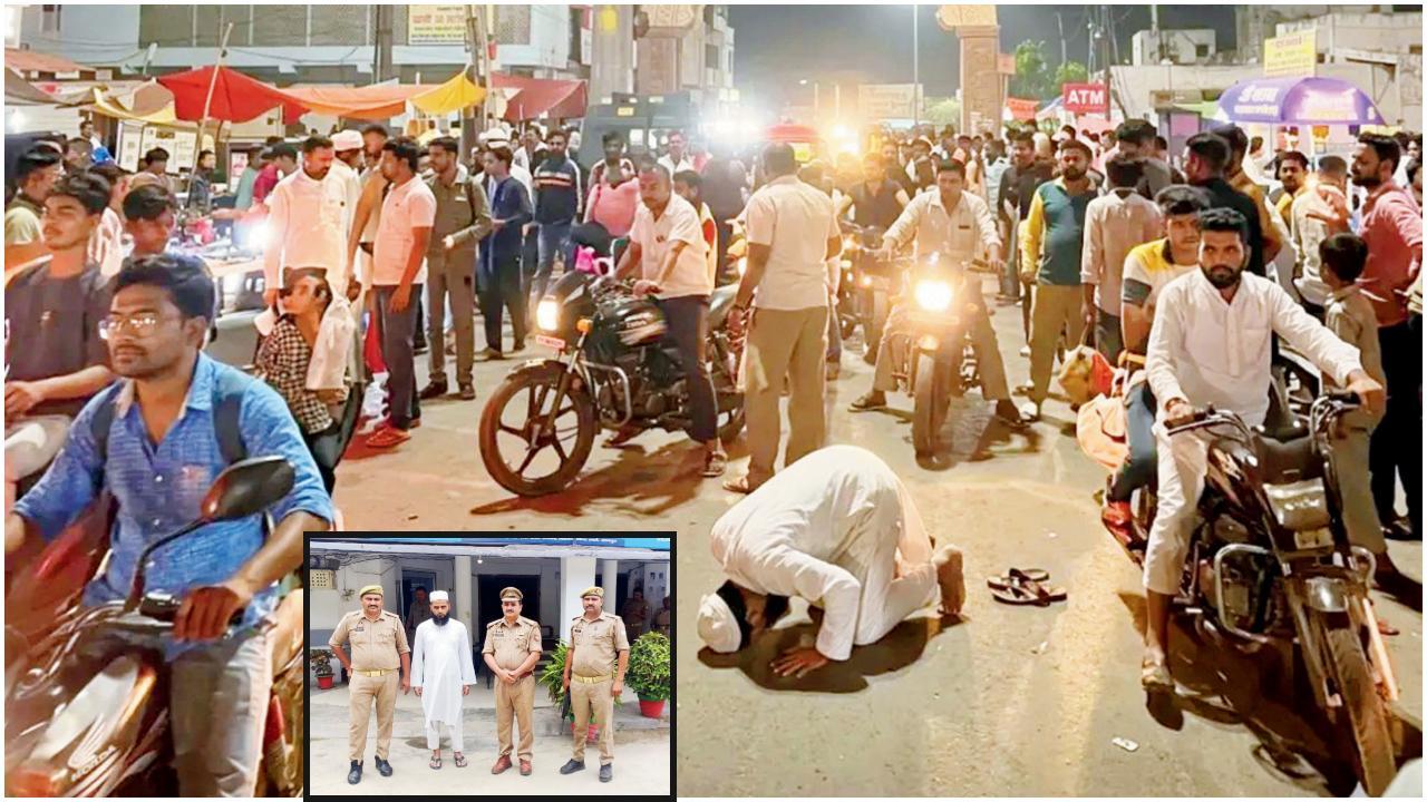 ભરચક રસ્તા વચ્ચે નમાજ પઢવા બેસી ગયેલા માણસની ધરપકડ