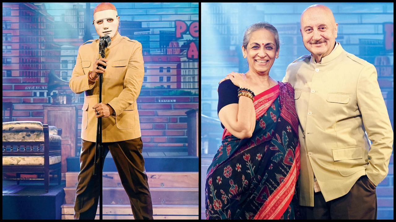 નાટકની પ્રમોશનલ ઇવેન્ટમાં અનુપમ ખેર અને સ્વરૂપ સંપત.