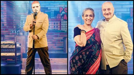 નાટકની પ્રમોશનલ ઇવેન્ટમાં અનુપમ ખેર અને સ્વરૂપ સંપત.