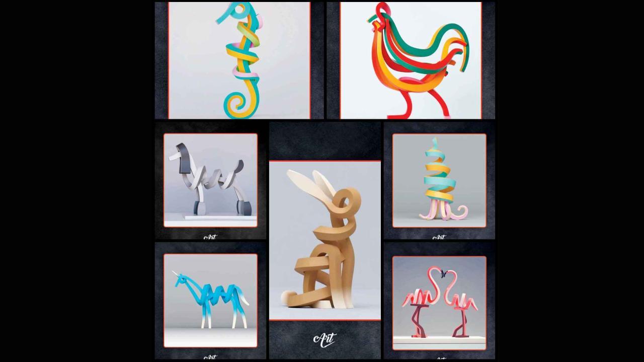 સાઉથ કોરિયન આર્ટિસ્ટનાં રિબનને કડક બનાવીને તૈયાર કરેલાં પંખીઓ અને બિલાડીઓ ફેમસ છે