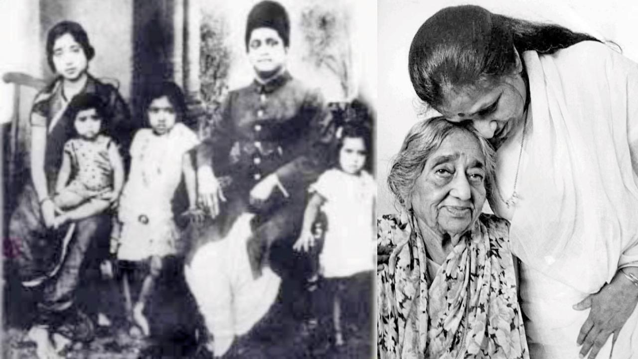 માતા-પિતા સાથે ત્રણ બહેનો, માતા સાથે આશા ભોસલે