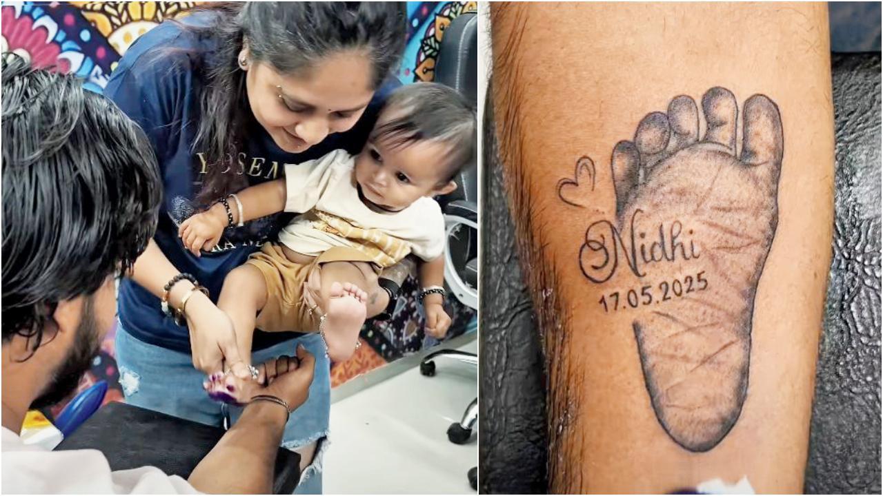 દીકરીનાં પગલાંની છાપ પિતાએ પોતાના હાથ પર ટૅટૂ તરીકે છુંદાવી