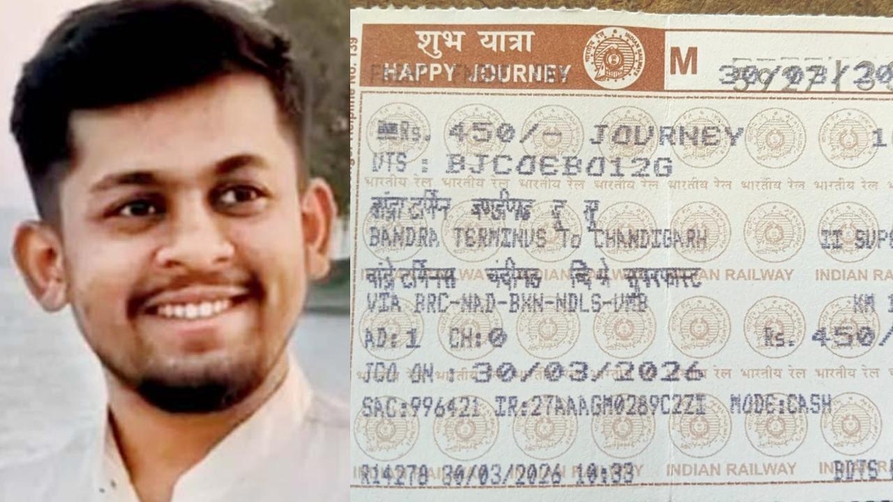 નીર છાડવાના ખિસ્સામાંથી મળેલી બાંદરા ટર્મિનસથી ચંડીગઢની ટિકિટ.