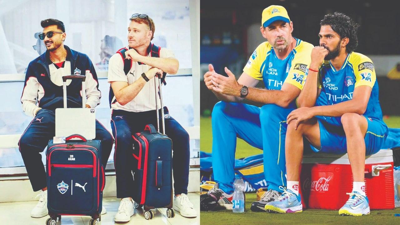 ચેન્નઈના હેડ કોચ સ્ટીફન ફ્લેમિંગ સાથે મૅચની રણનીતિ પર ચર્ચા કરતો કૅપ્ટન ઋતુરાજ ગાયકવાડ