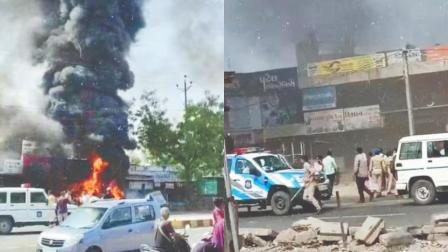 ધંધુકામાં આગચંપી અને તોડફોડ.