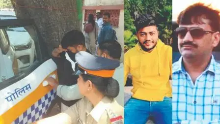 કલ્યાણમાં રહેતા મુખ્ય આરોપી આનંદ પટેલની ખડકપાડા પોલીસે ધરપકડ કરી હતી અને બીજી તસવીરમાં આરોપી આનંદના પિતા લખન પટેલ