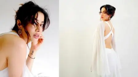 બૅકલેસ વાઇટ ગાઉનમાં જાહ્‍‍નવી કપૂર