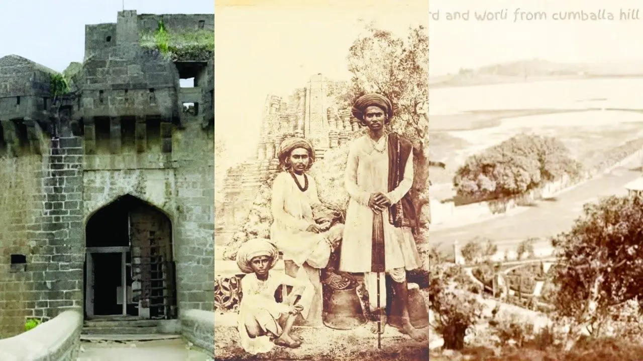 કામાઠી પુરુષો, ૧૯મી સદીમાં.; કંબાલા હિલ પરથી દેખાતું દૃશ્ય - વરલી, ૧૮૭૦. 