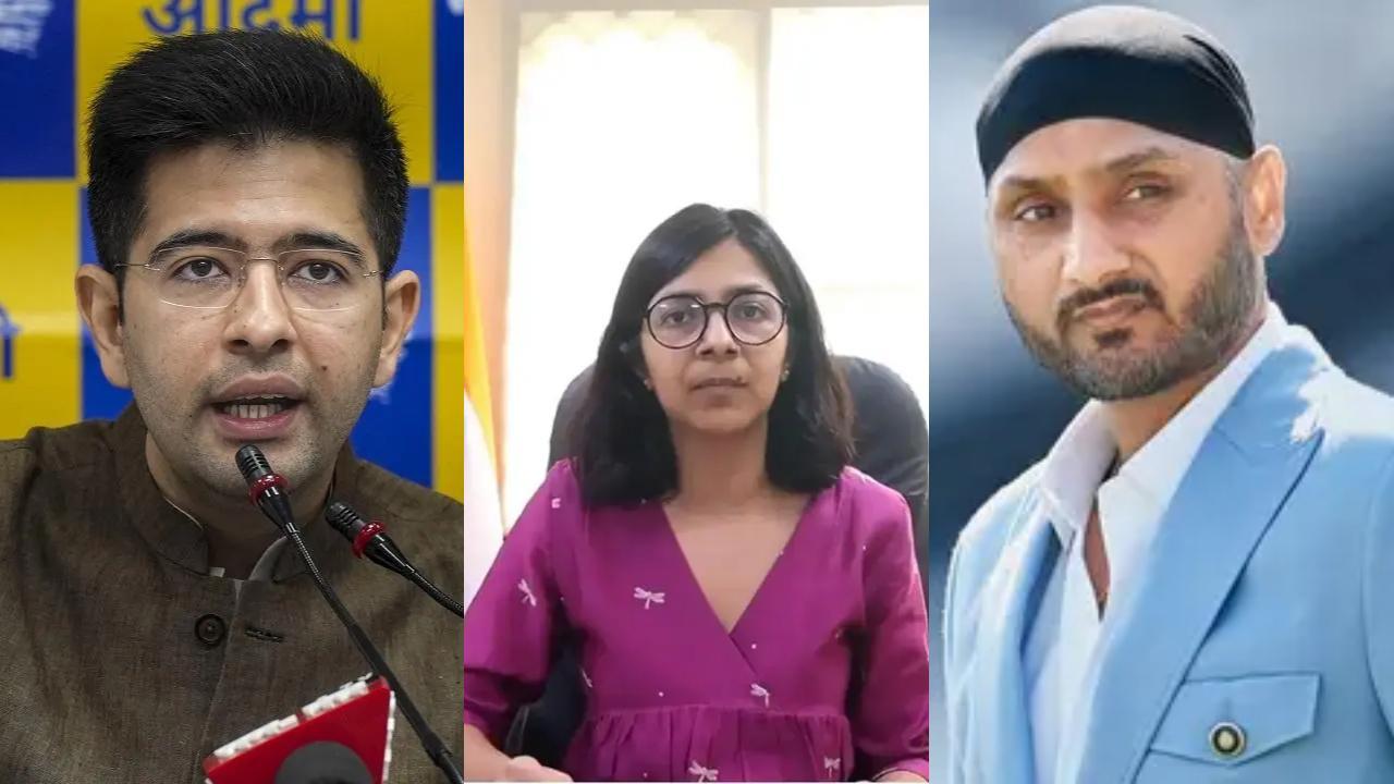 રાઘવ ચઢ્ઢા સ્વાતિ માલીવાલ અને હરભજન સિંહ