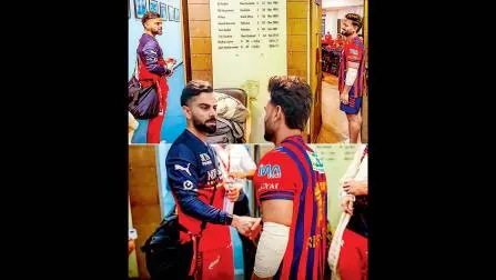 મૅચ બાદ ડ્રેસિંગ રૂમ પાસે ઇન્જર્ડ રિષભ પંતના હાલચાલ પૂછ્યા વિરાટ કોહલીએ.