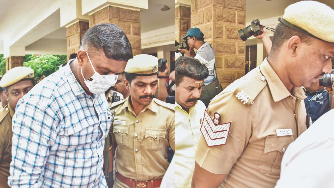 ગઈ કાલે મદુરાઈ કોર્ટની બહાર કેટલાક આરોપીઓ.