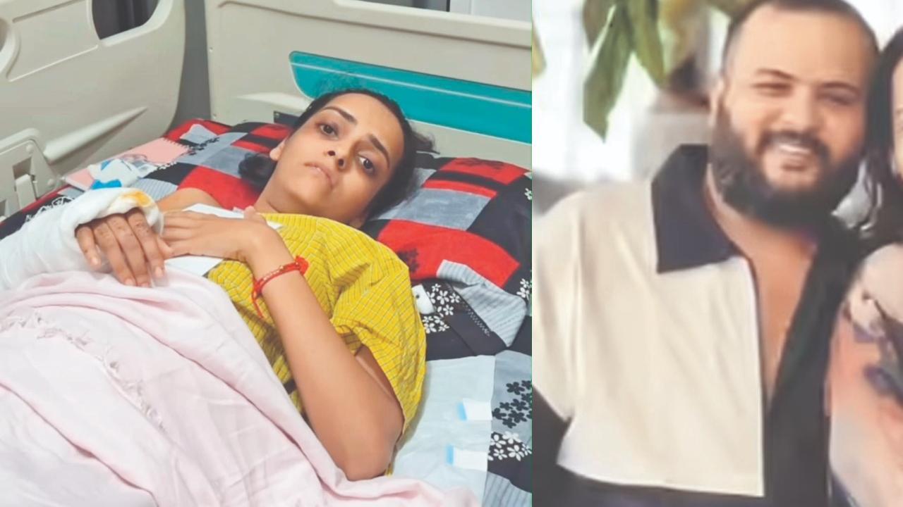  હૉસ્પિટલમાંથી ડિસ્ચાર્જ મળ્યા પછી ઘરમાં બેડ-રેસ્ટ લઈ રહેલી મીનળ પટેલ અને બીજી તસવીરમાં ધ્રુમિલ પટેલ