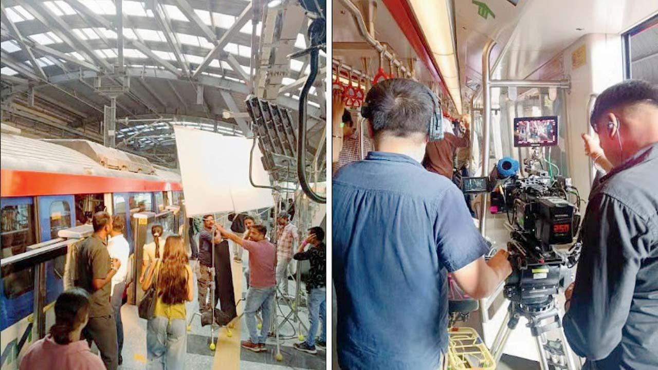 મેટ્રો 2B પર ચાલી રહેલું શૂટિંગ.