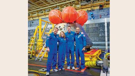 પાછા ફરેલા ચારેય અવકાશયાત્રીઓ