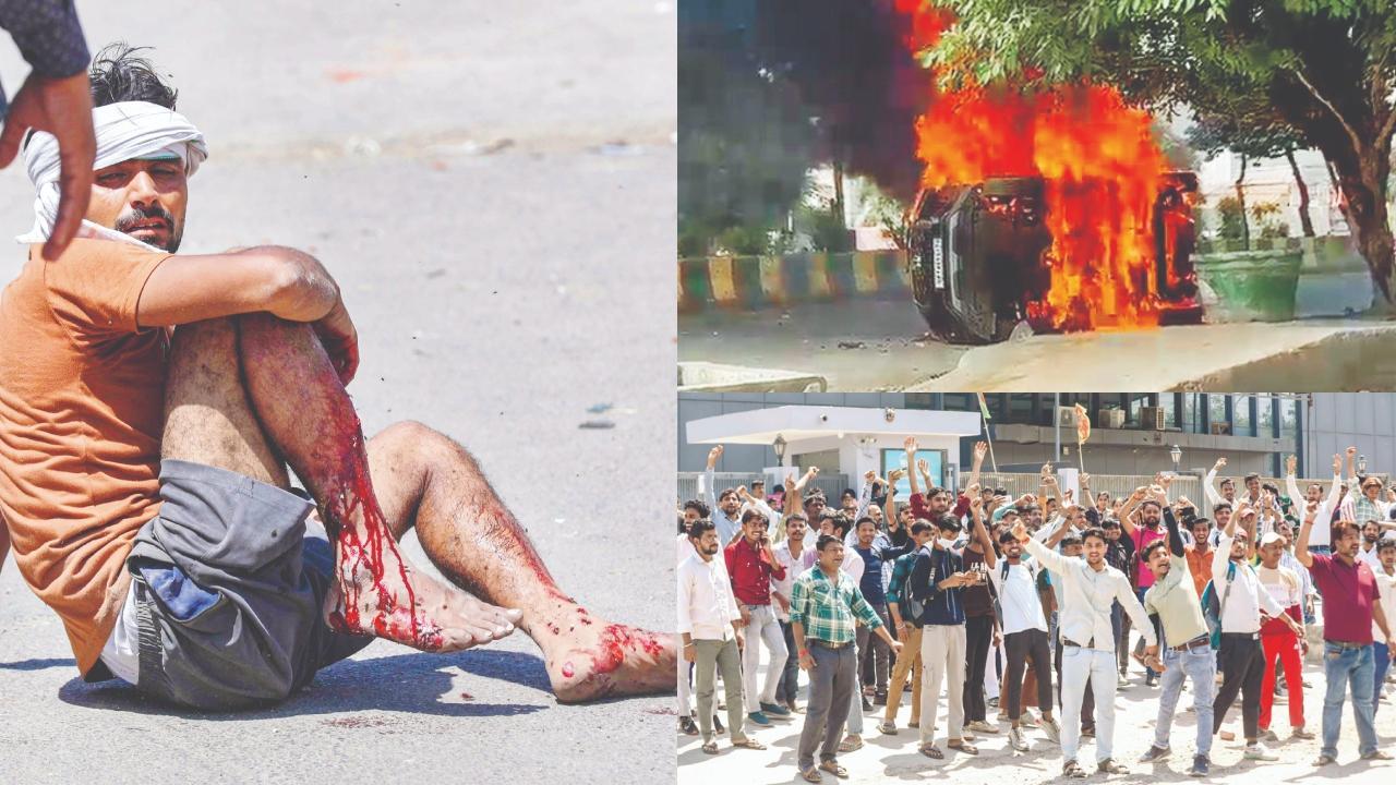 નોએડામાં કર્મચારીઓએ મચાવેલી ધમાલ