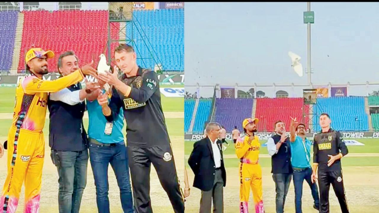 પાકિસ્તાનમાં યુદ્ધ સમાપ્ત થવાની ખુશીમાં મૅચ પહેલાં ઉડાડવામાં આવ્યું સફેદ કબૂતર