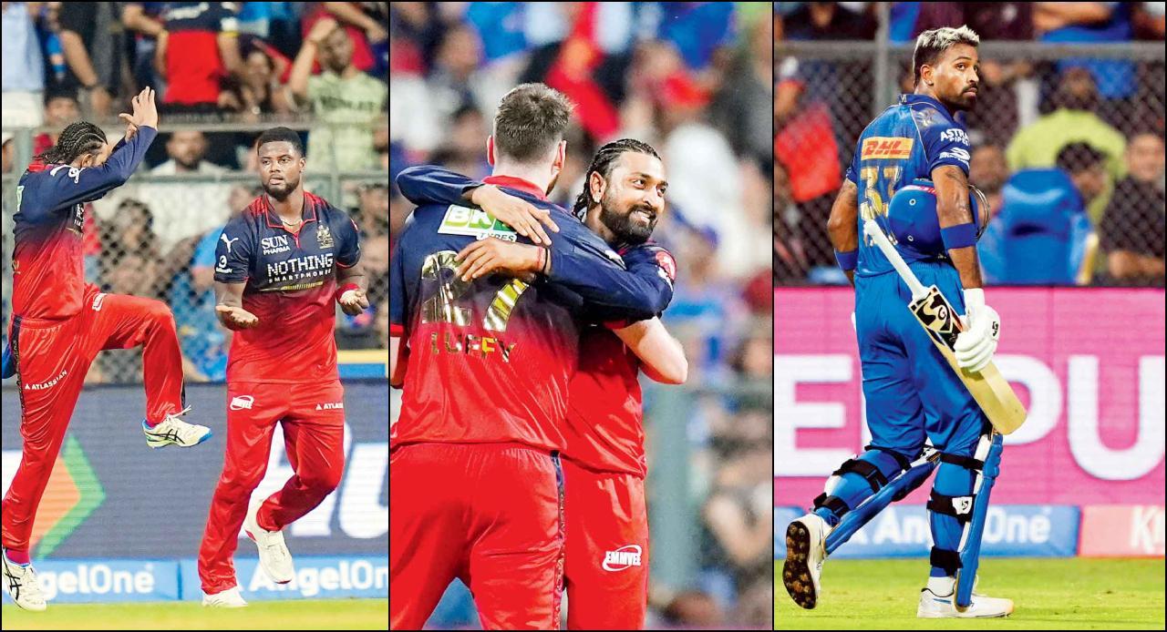 મુંબઈનો કૅપ્ટન હાર્દિક પંડ્યા રોમારિયો શેફર્ડના હાથે કૅચઆઉટ થયો એ વખતે બૅન્ગલોર માટે રમતો મોટો ભાઈ કૃણાલ પંડ્યા આક્રમક ઉજવણી કર્યા બાદ જેકબ ડફીને અભિનંદન આપતો જોવા મળ્યો હતો, જ્યારે હાર્દિક પંડ્યા તેને તિરછી નજરથી જોતો હતો.