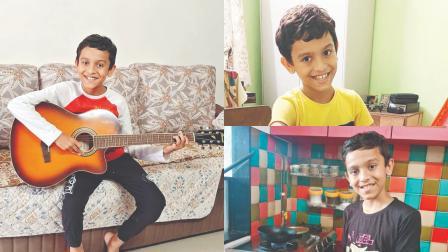 ગિટાર વગાડતો, હાર્મોનિયમ પર ગીત ગાતો, વાનગીને મૅરિનેટ કરતો