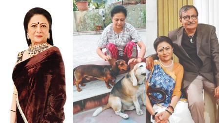 રૂપા દિવેટિયા તેમના પતિ કુંતલ દિવેટિયા સાથે, રૂપા દિવેટિયા તેમના ડૉગી બિટ્ટુ અને બલ્લુ સાથે