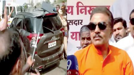 ગઈ કાલે દહિસરમાં બિનમરાઠી રિક્ષા-ડ્રાઇવરોને સંબોધી રહેલા એકનાથ શિંદેની શિવસેનાના નેતા સંજય નિરુપમ અને તેમની કાર પર MNSના કાર્યકરોનો હુમલો.