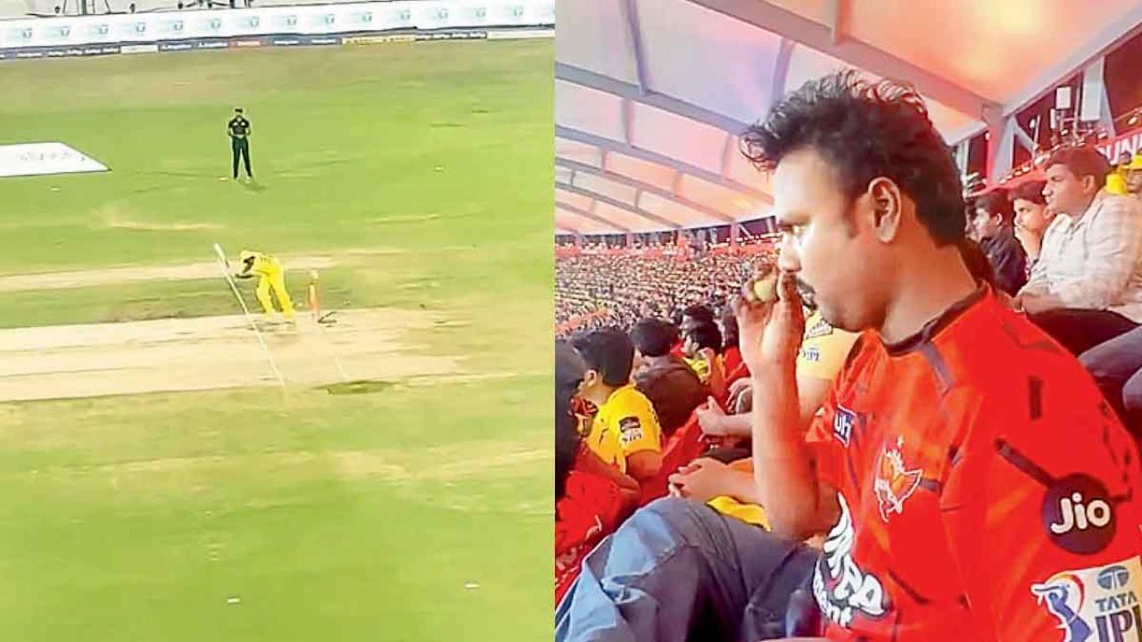 હૈદરાબાદનો ફૅન સ્ટેડિયમમાં બેસીને લીંબુ પકડીને મંત્ર બોલતો જોવા મળ્યો