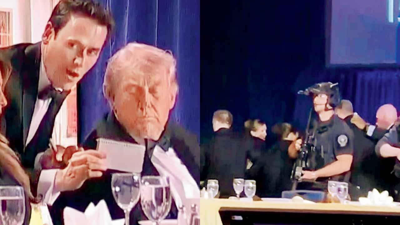 વૉશિંગ્ટન હિલ્ટન હોટેલના બૉલરૂમમાં સીક્રેટ સર્વિસના અધિકારી બહાર થઈ રહેલા હુમલાની માહિતી ટ્રમ્પને આપવા આવ્યા અને પછી ત્યાંથી તેમને સુરક્ષિત ઘેરો બનાવીને લઈ જવામાં આવ્યા. એ વખતે તેઓ એક વાર પડી ગયા હતા.