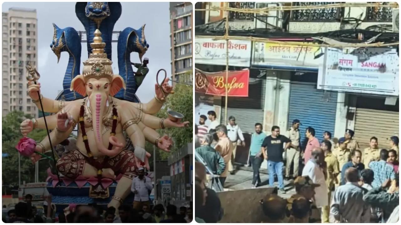 ભુલેશ્વરચા રાજા અને એ વિસ્તાર જ્યાં સર્જાઇ હતી કરુણાંતિકા (ફાઇલ તસવીરો)