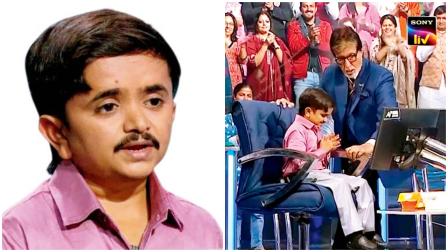 અમિતાભ બચ્ચન સાથે ડૉ. ગણેશ બારૈયા KBCના સેટ પર.