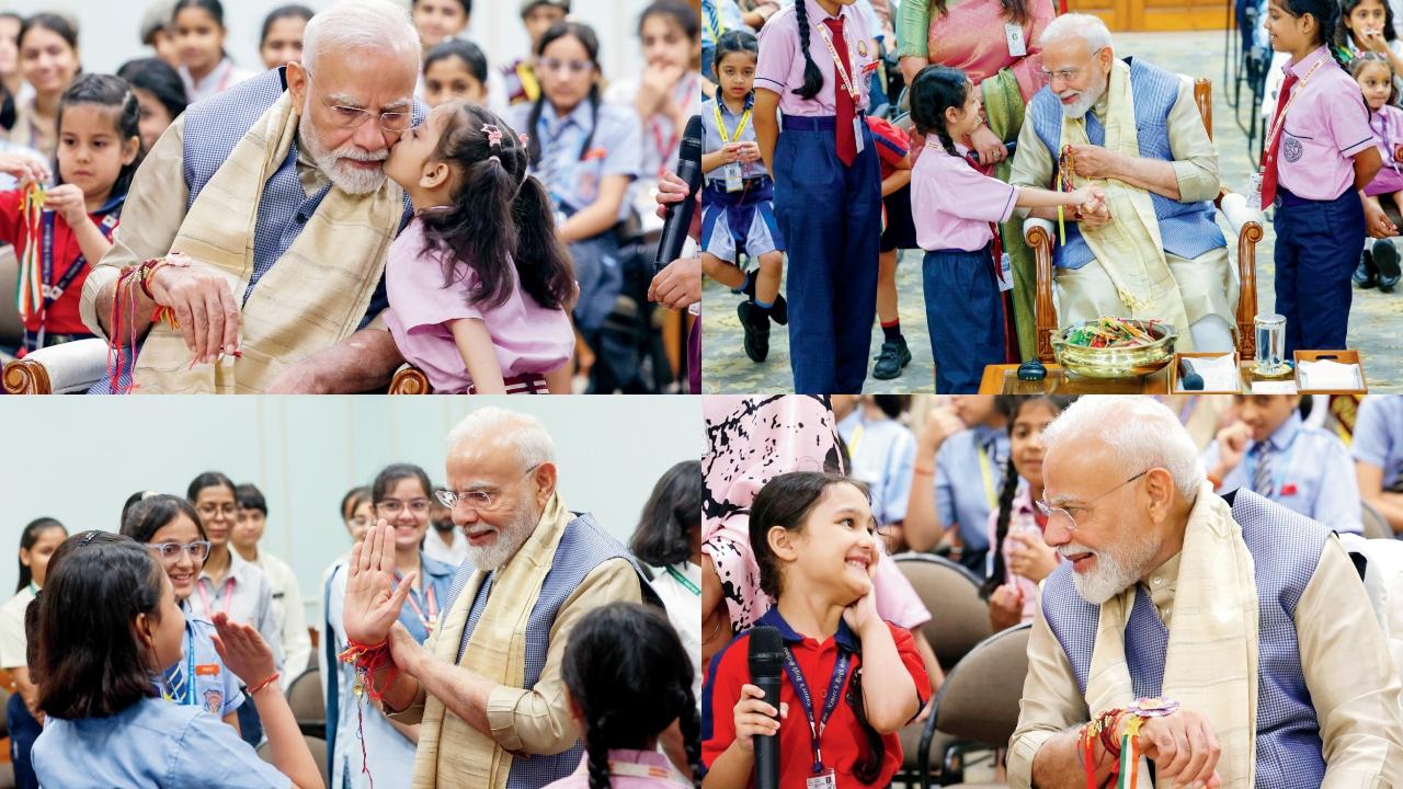 વડા પ્રધાન આવાસ પર સ્કૂલની બાળકીઓ સાથે રક્ષાબંધનની ઉજવણી કરી હતી
