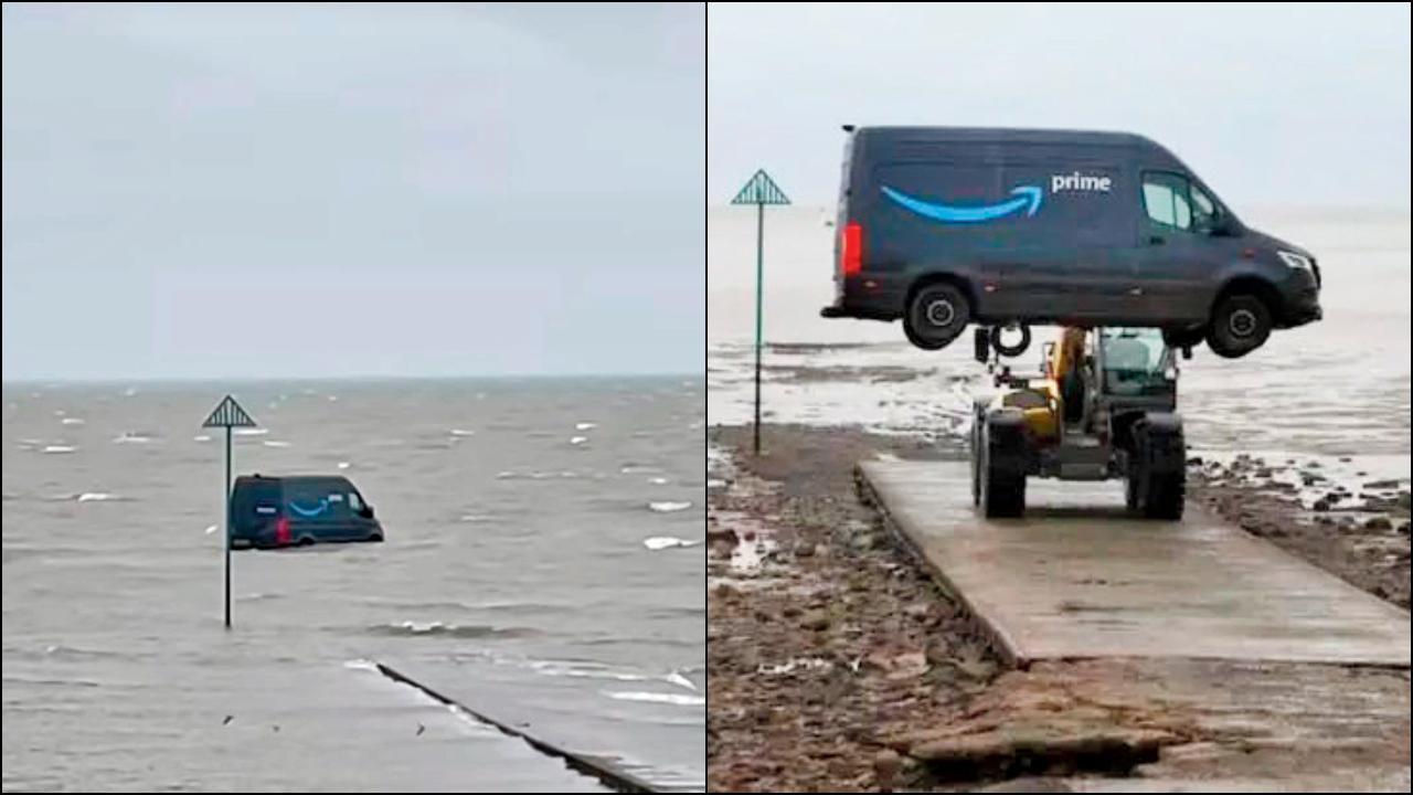 ઍમૅઝૉનની ડિલિવરી-વૅન લઈને GPSના ભરોસે જતો ડ્રાઇવર સમુદ્રમાં જઈને પટકાયો
