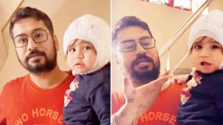 દીકરાના માથે પહેરાવવા ટોપી ન મળતાં પપ્પાએ ડાયપર પહેરાવી દીધું