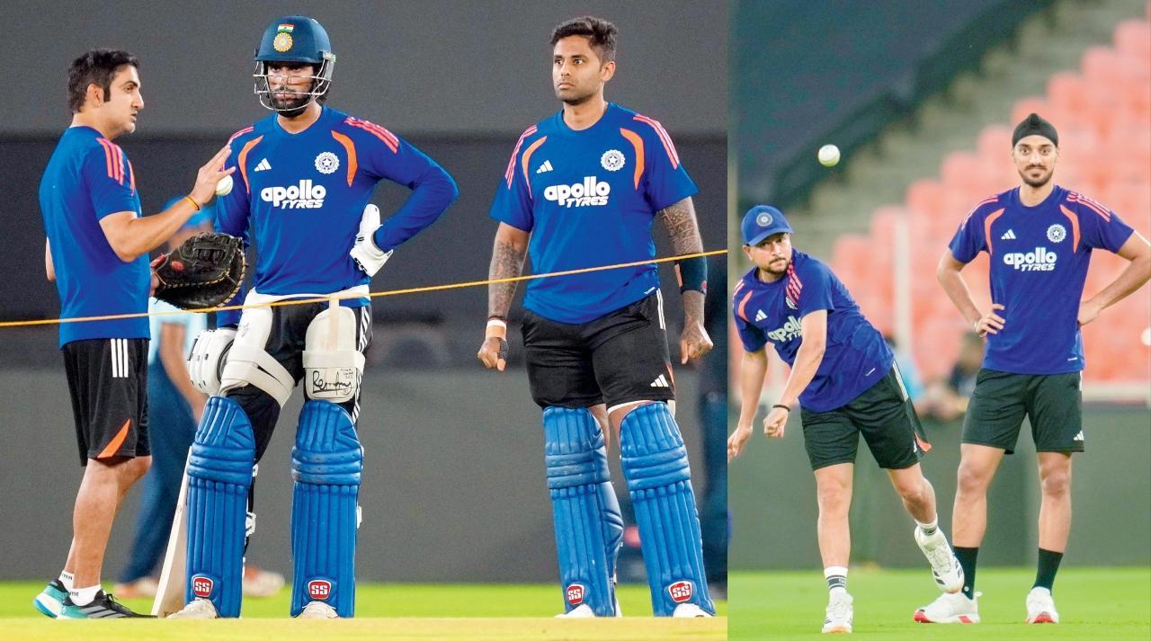 ગઈ કાલે નરેન્દ્ર મોદી સ્ટેડિયમમાં પ્રૅક્ટિસ કરતા ભારતીય ક્રિકેટરો