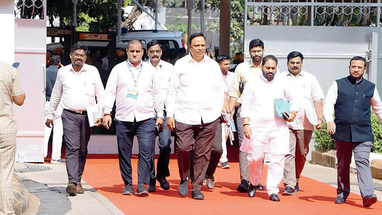 ગઈ કાલે વિધાનભવનમાં આવતા આશિષ શેલાર.