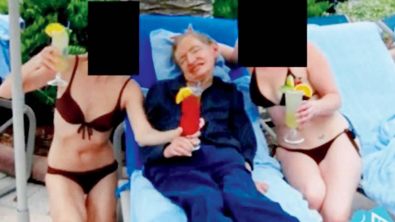 ૨૦૦૬માં એક કૅરિબિયન ટાપુના બીચ પરની સ્ટીફન હૉકિંગ્સની આ તસવીરોને એપ્સટીન ફાઇલ્સ સાથે જોડવામાં આવી રહી છે. 