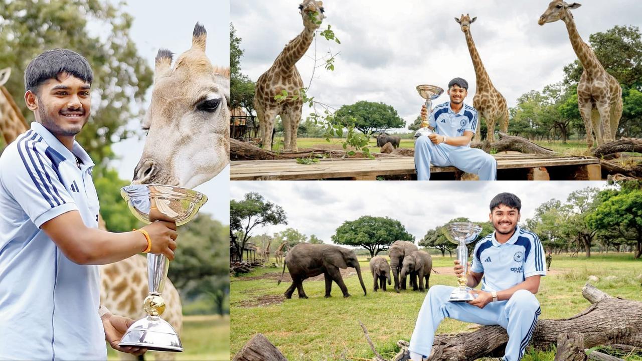 ઝિમ્બાબ્વેમાં પ્રાણીઓ સાથે ભારતના અન્ડર-19 વર્લ્ડ કપ વિજેતા આયુષ મ્હાત્રેનું અનોખું ફોટોશૂટ
