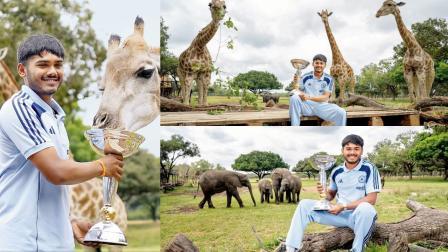ઝિમ્બાબ્વેમાં પ્રાણીઓ સાથે ભારતના અન્ડર-19 વર્લ્ડ કપ વિજેતા આયુષ મ્હાત્રેનું અનોખું ફોટોશૂટ