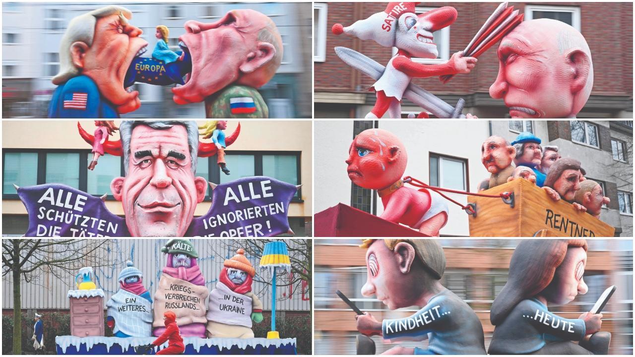 ડુસલ્ડોફ શહેરમાં કટાક્ષ કરતાં ફ્લોટ્સ