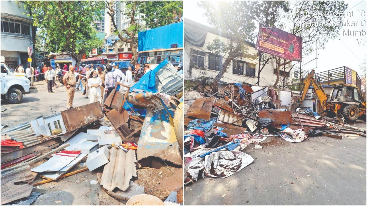 સ્ટેશન વિસ્તારમાં સ્ટૉલ તોડી પાડવામાં આવ્યા હતા.