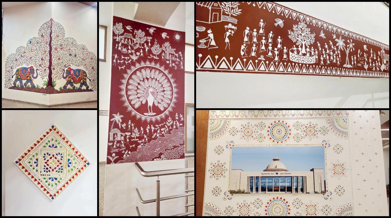 ગુજરાત વિધાનસભાની દીવાલ પર બનાવેલું પરંપરાગત આર્ટવર્ક