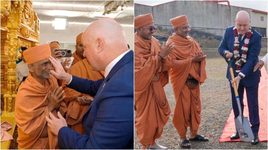 પૂજ્ય પ્રબોધ સ્વામીજી અને ન્યુઝીલેન્ડના પ્રધાન મંત્રી ક્રિસ્ટોફર લક્સન