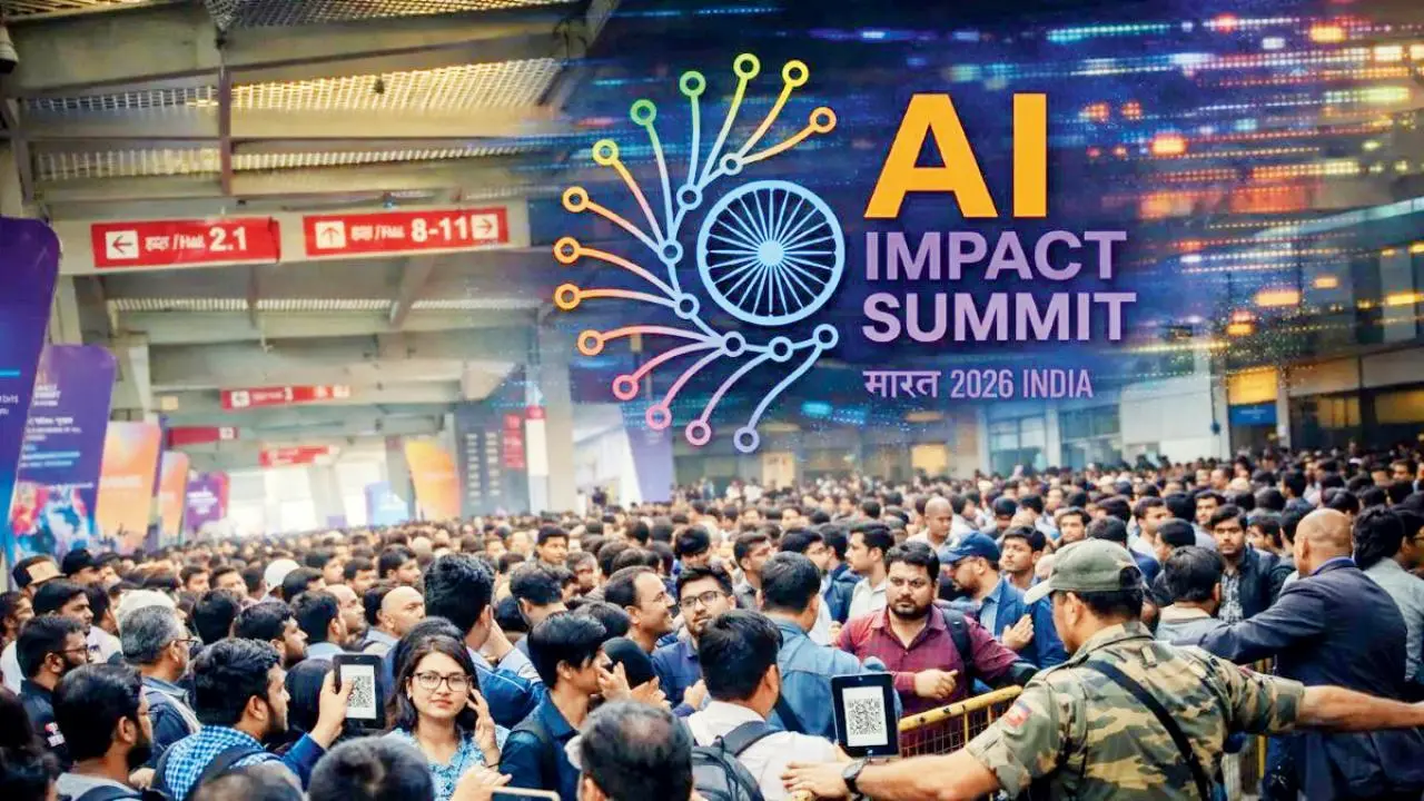 દિલ્હીમાં આયોજિત AI ઇમ્પૅક્ટ સમિટમાં ઊમટેલી જનમેદની.