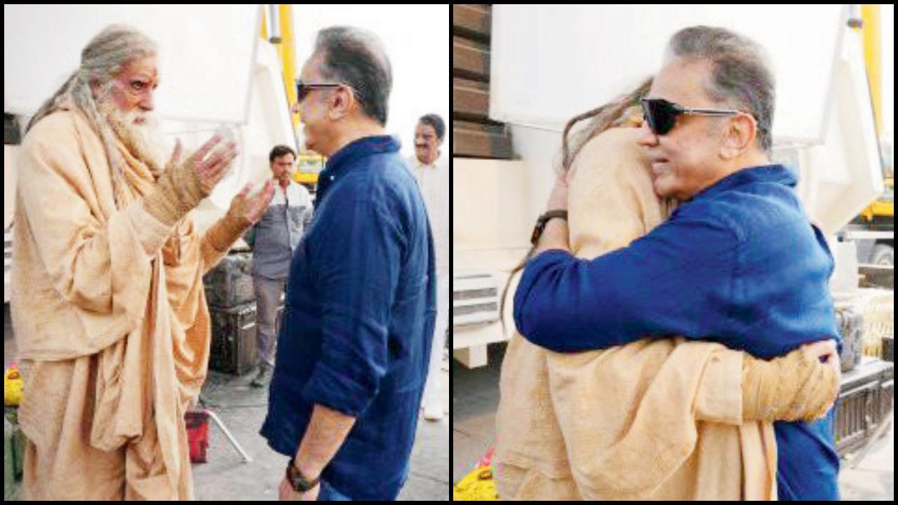 કમલ હાસન સાથે શૂટિંગ કરતા બિગ બી.